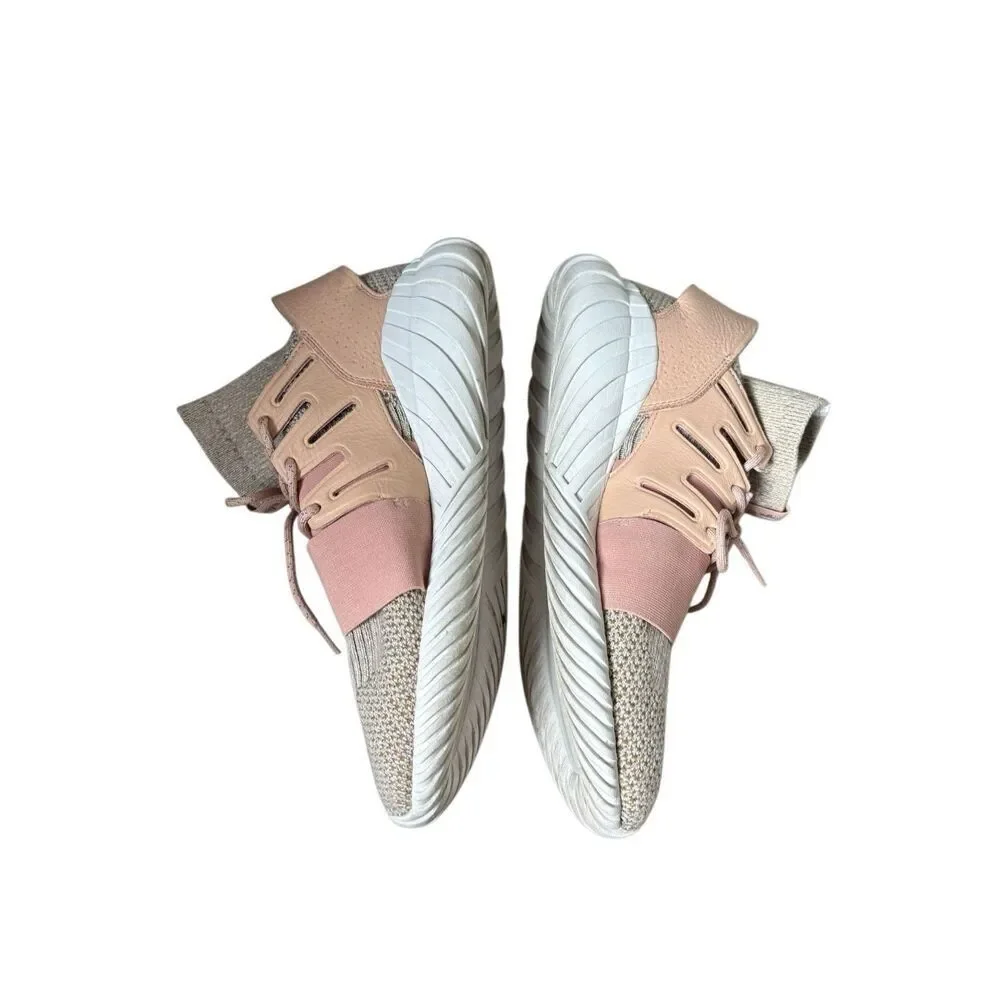 Adidas Tubular Doom Beige Pink Knit Ankle‎ Sock Sneakers 11.5